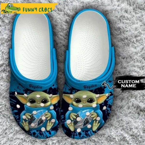 Custom Carolina Panthers Baby Yoda Crocs Classic