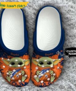 Custom Denver Broncos Baby Yoda Crocs Shoes