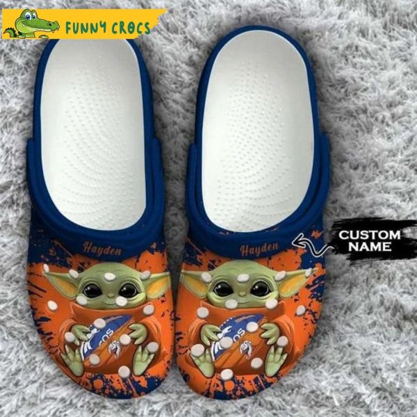 Custom Denver Broncos Baby Yoda Crocs Shoes