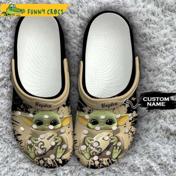 Custom New Orleans Saints Baby Yoda Crocs Slippers