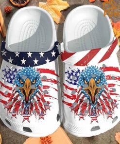 Skull American Flag Crocs Classic Clogs Shoes