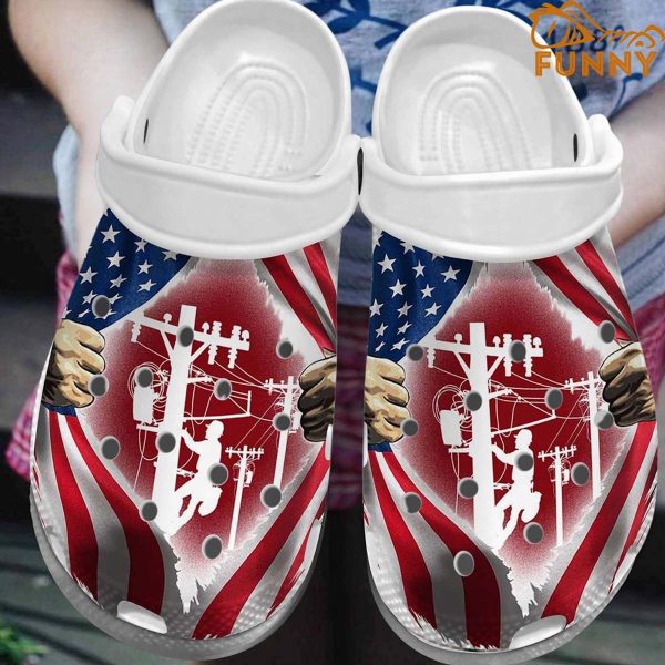 Electrician American Flag Crocs