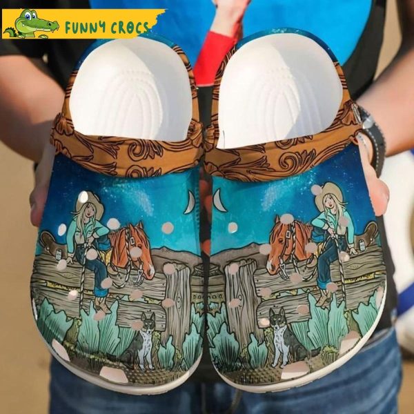 Funny Cow Girl And Horse Crocs