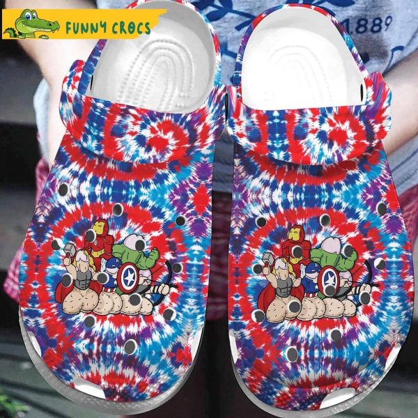 Funny Heroes Clit Avengers Tie Dye Marvel Crocs – Unique Hero Tribute