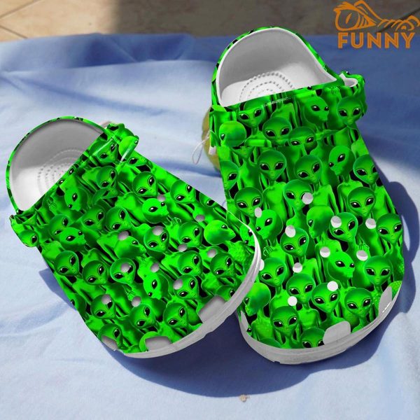 Green Packed Aliens Halloween Crocs