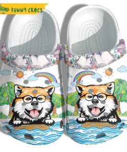 Little Puppy Wearing Glasses Back To School Crocs Sandals