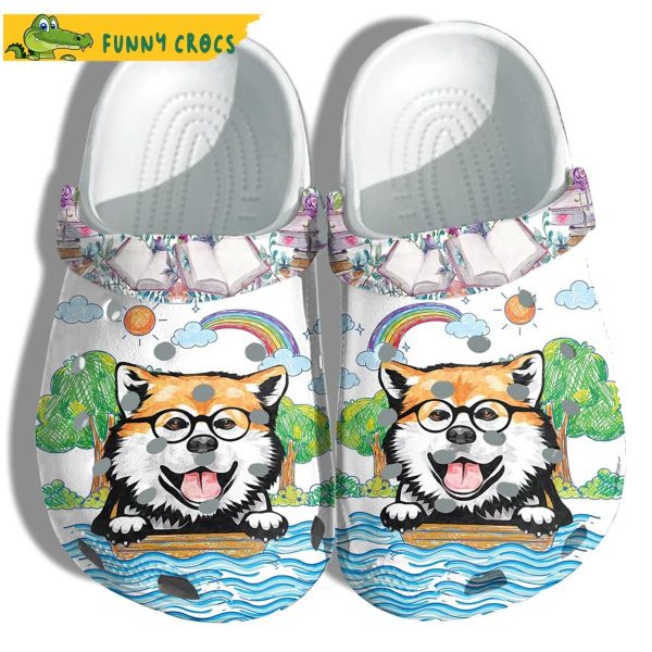 Little Puppy Wearing Glasses Back To School Crocs Sandals