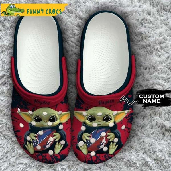 Personalized Houston Texans Nfl Baby Yoda Crocs Clog Shoes