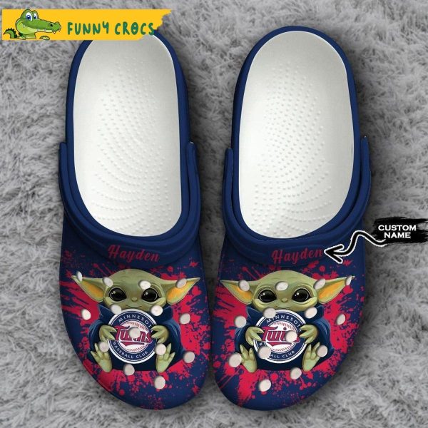 Personalized Minnesota Twins Baby Yoda Crocs Clog Slippers