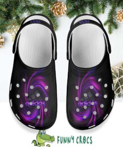 Purple Adidas-styled Crocs Shoes