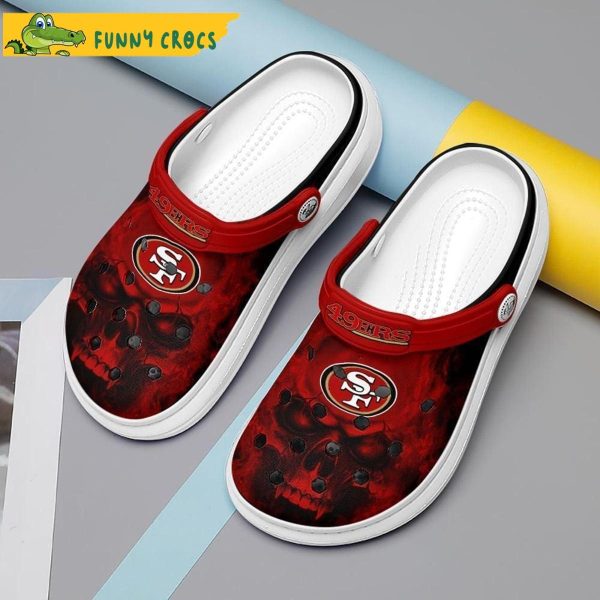 Red Skull Design San Francisco 49ers Crocs For Men