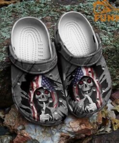 Skull American Flag Crocs Classic Clogs Shoes