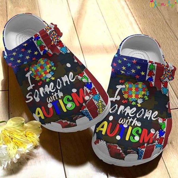 Usa Flag I Heart Someone With Autism Puzzle Pieces Crocs – Show Your Support