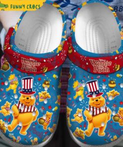 4th Of July In America Winnie The Pooh Blue Crocs Classic