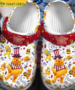 4th Of July In America Winnie The Pooh Crocs Clog Slippers