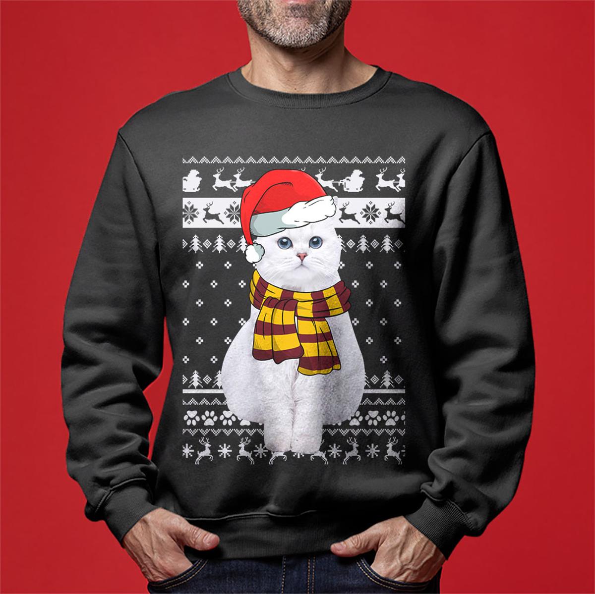 Cat Dad Cat Mom Custom Pet Christmas Sweater