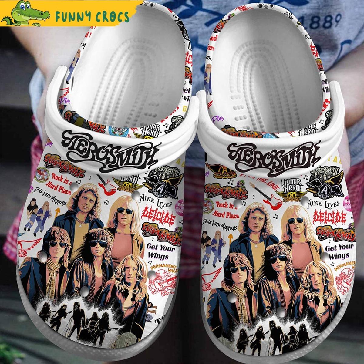 Aerosmith Band Music Blue Crocs Sandals