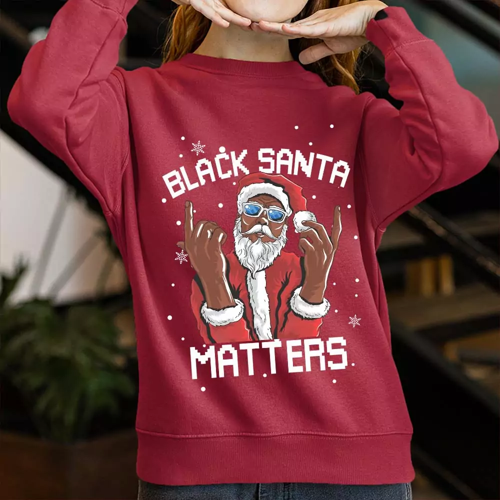 African American Santa Claus Ugly Christmas Sweater