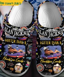 Alan Jackson Hotter Than A Hoochie Coochie Black Crocs Sandals