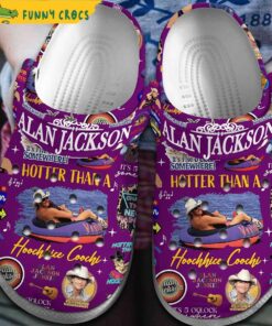 Alan Jackson Hotter Than A Hoochie Coochie Purple Crocs Shoes