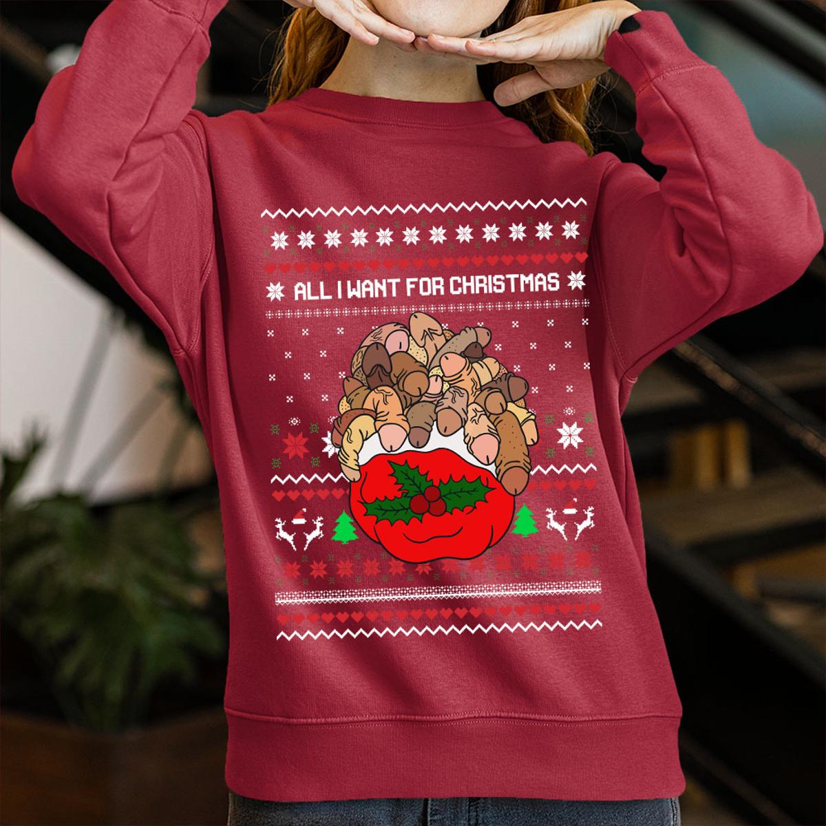 Cheeky Santa Play With Hot Girl Christmas Sweater Women