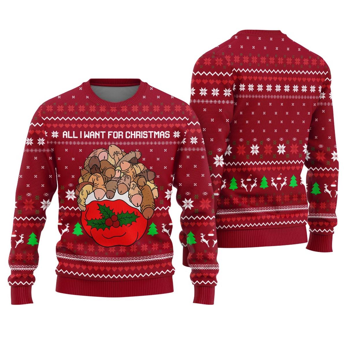 Candy Canes And Snowflake Custom Ugliest Sweaters For Christmas