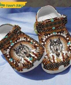 Amazing Wolf Native American Crocs Slippers