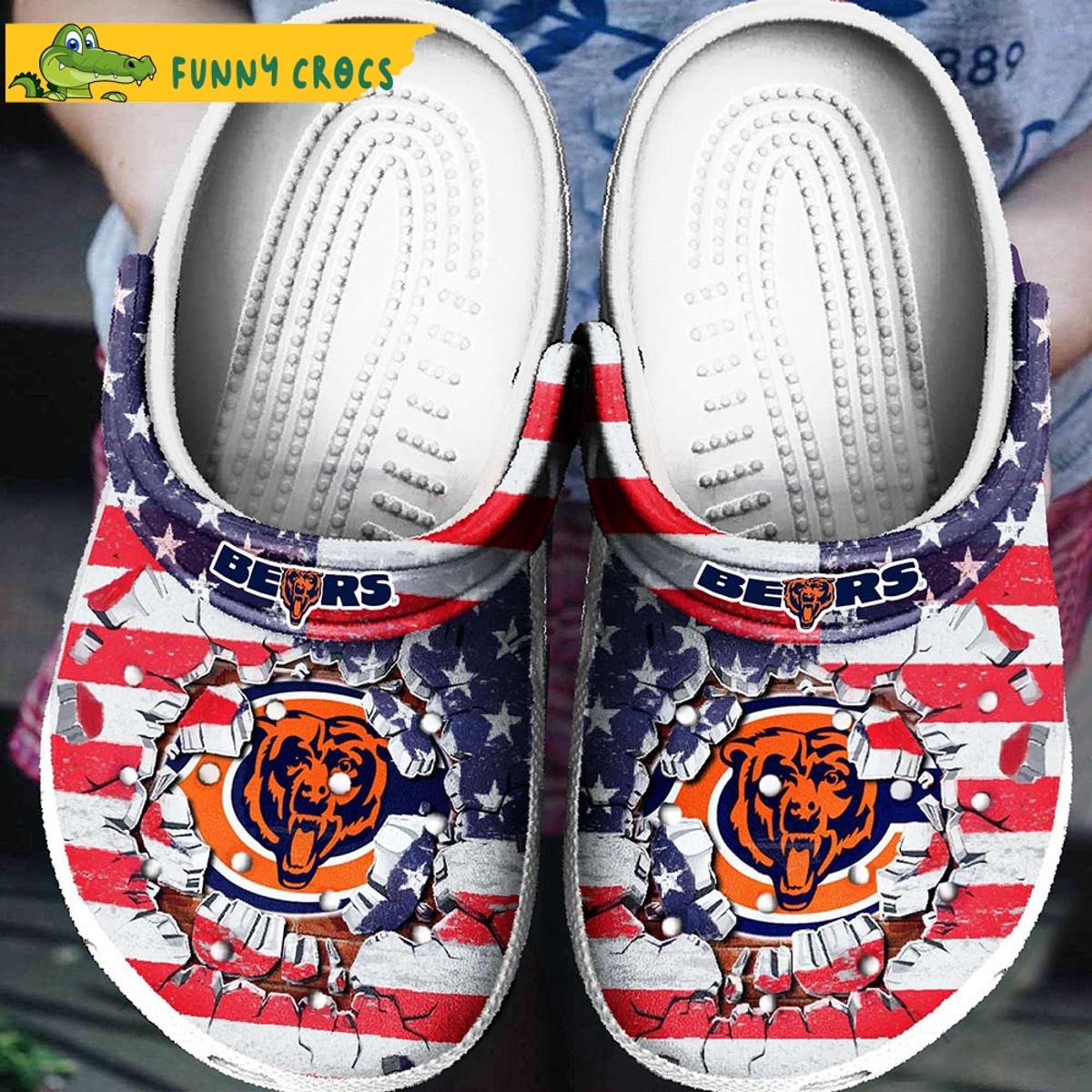 America Flag Chicago Bears Crocs Clog Slippers