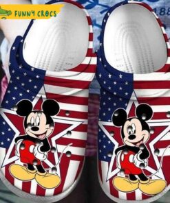 America Flag Mickey Mouse Crocs Sandals