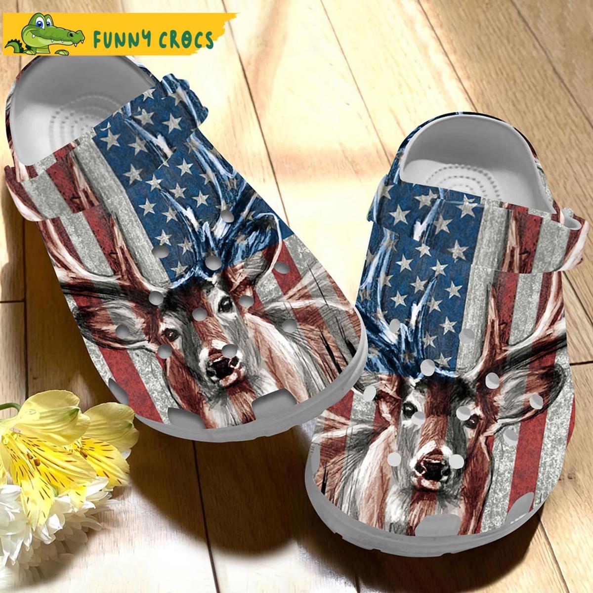 American Flag Deer Hunter Crocs Clog Shoes