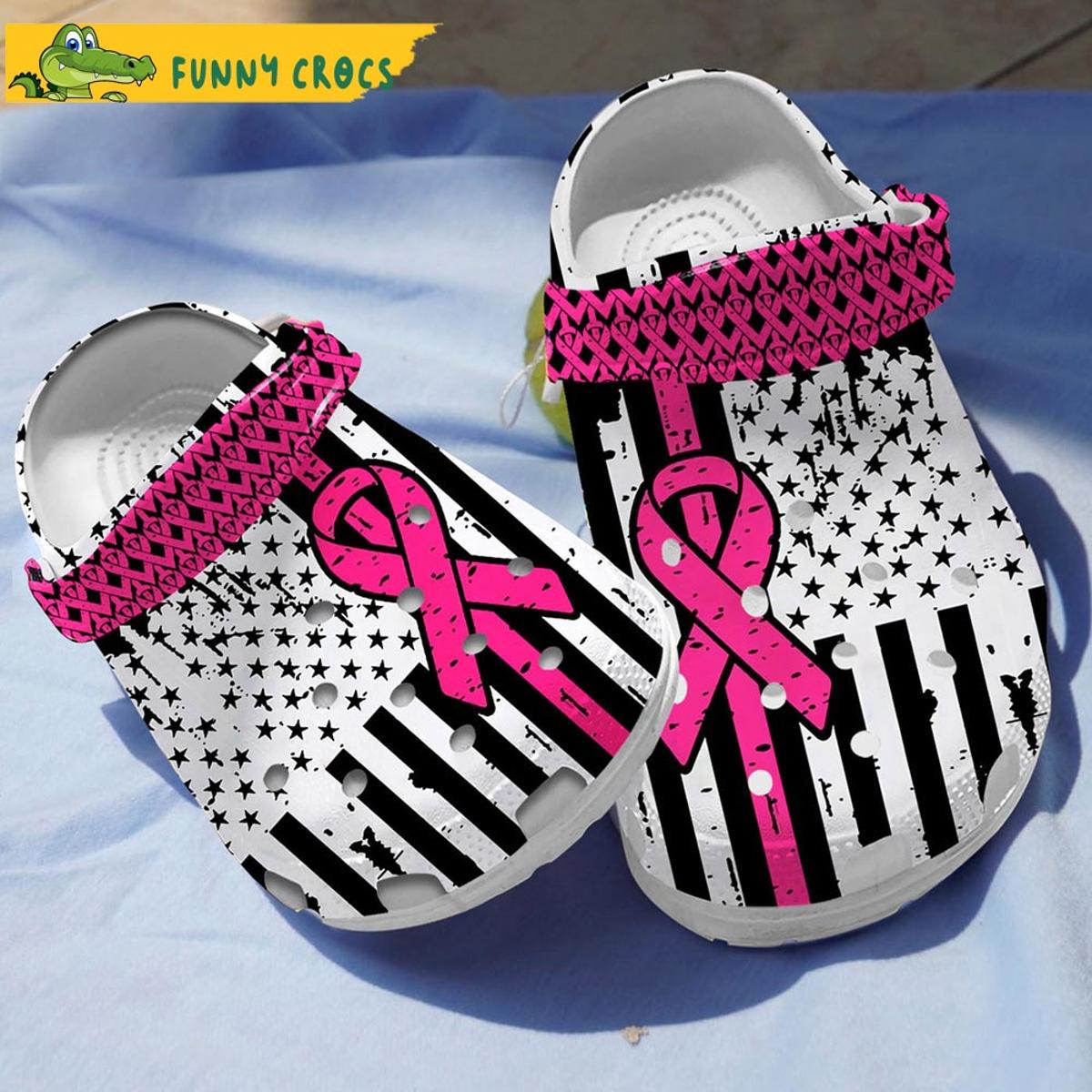 American Flag Breast Cancer Crocs Clog Shoes