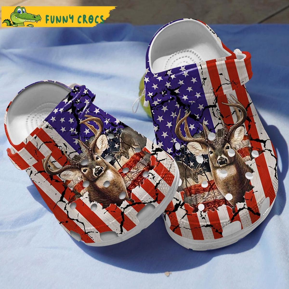 American Flag Deer Hunter Crocs Clog Shoes