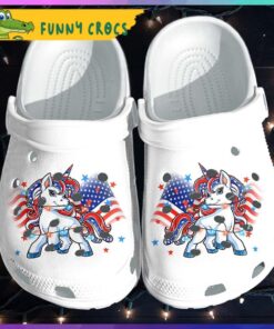 American Flag With Unicorn Crocs Clog Shoes