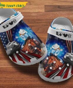 American Flagg 4th Of July Horse Crocs Sandals