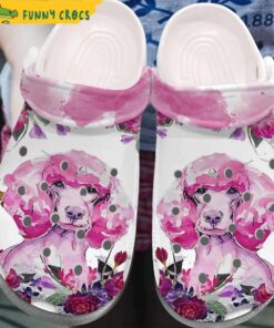 Pink Poodle Pattern Dog Crocs Shoes