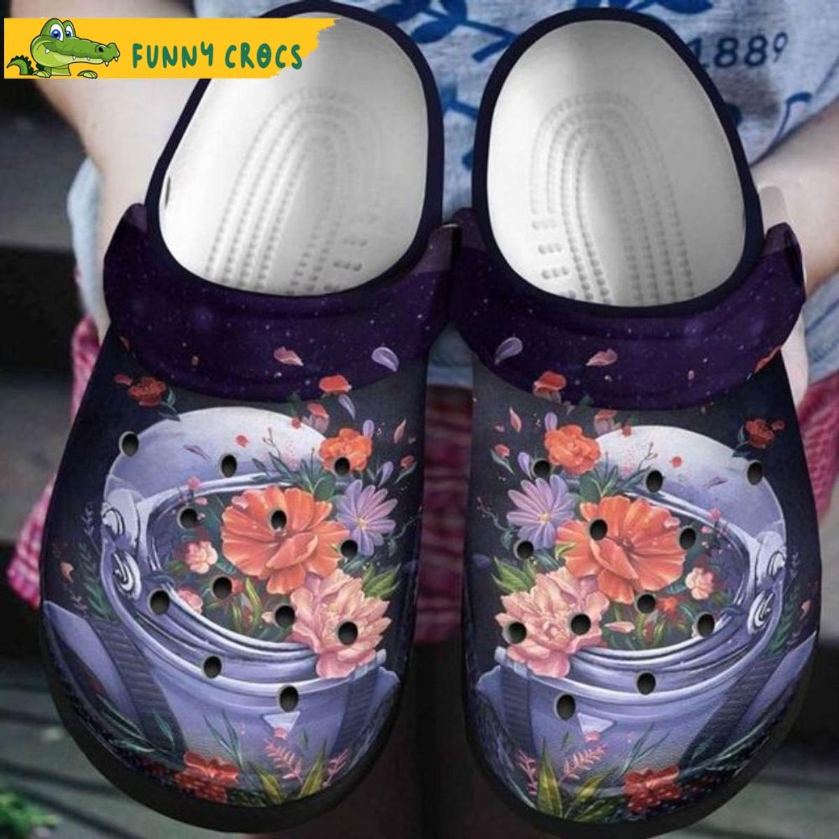 Akita Inu Art Flowers Floral Crocs Sandals