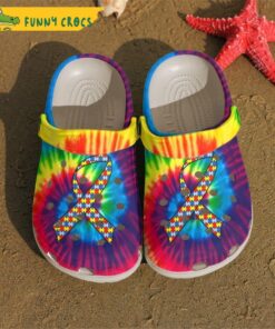 Autism Awareness Ribbon Tie Dye Crocs Shoes