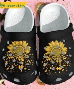 Autism Awareness Sunflower Puzzle Floral Crocs Clog Shoes