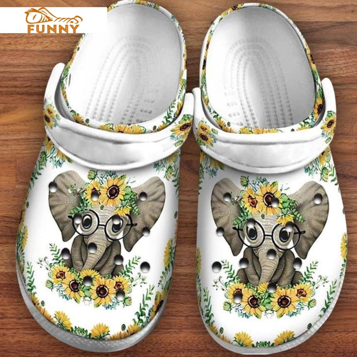 Beautiful Elephant Flower Crocs Clog Shoes