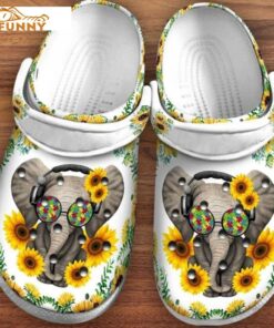 Autism Elephant Sunflower Crocs Slippers