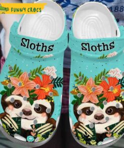 Baby Sloth With Flower Floral Crocs Clog Shoes