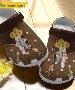 Ballet Shoes Sunflowers Leather Zipper Floral Crocs Sandals