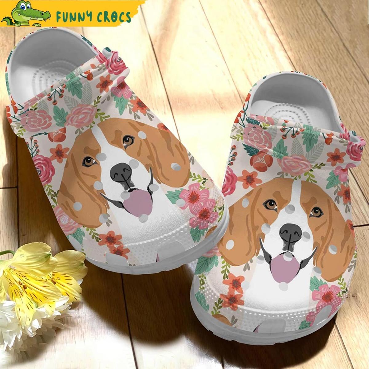 Beagle Pink Floral Crocs Clog Shoes