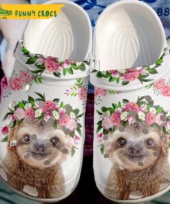 Beautiful Flower With Cute Sloth Floral Crocs Classic