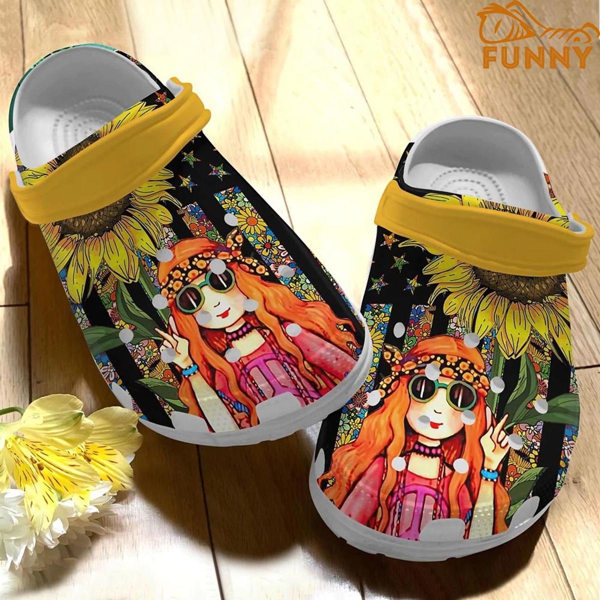 America Dachshund Hippie Crocs Shoes