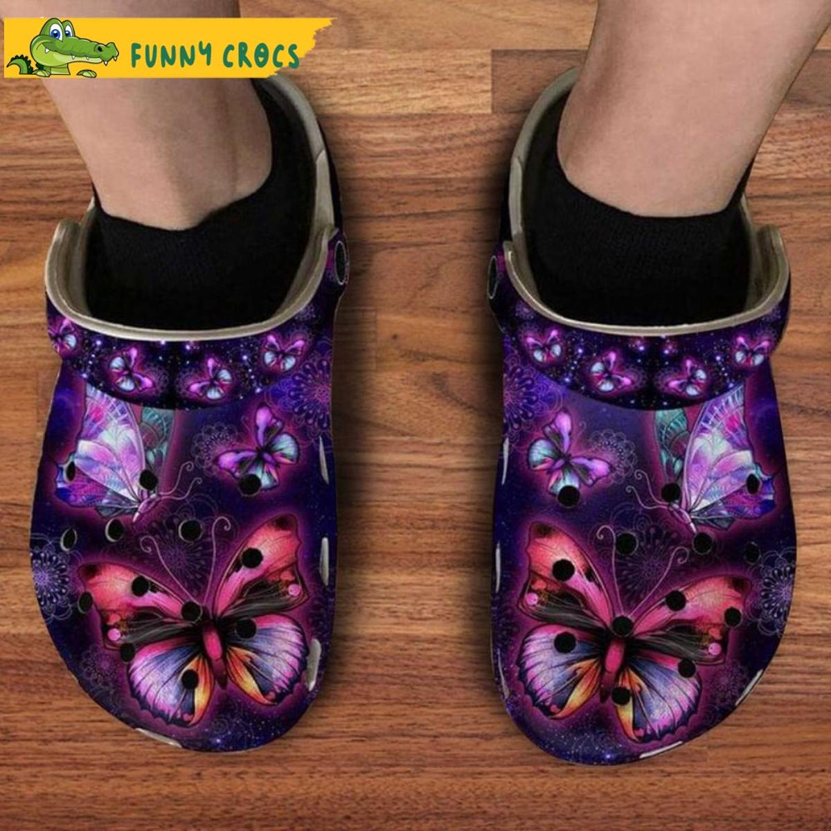 Beautiful Purple Butterfly Crocs Clog Shoes