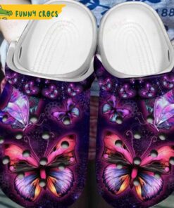 Beautiful Purple Pink Love Butterfly Crocs Sandals