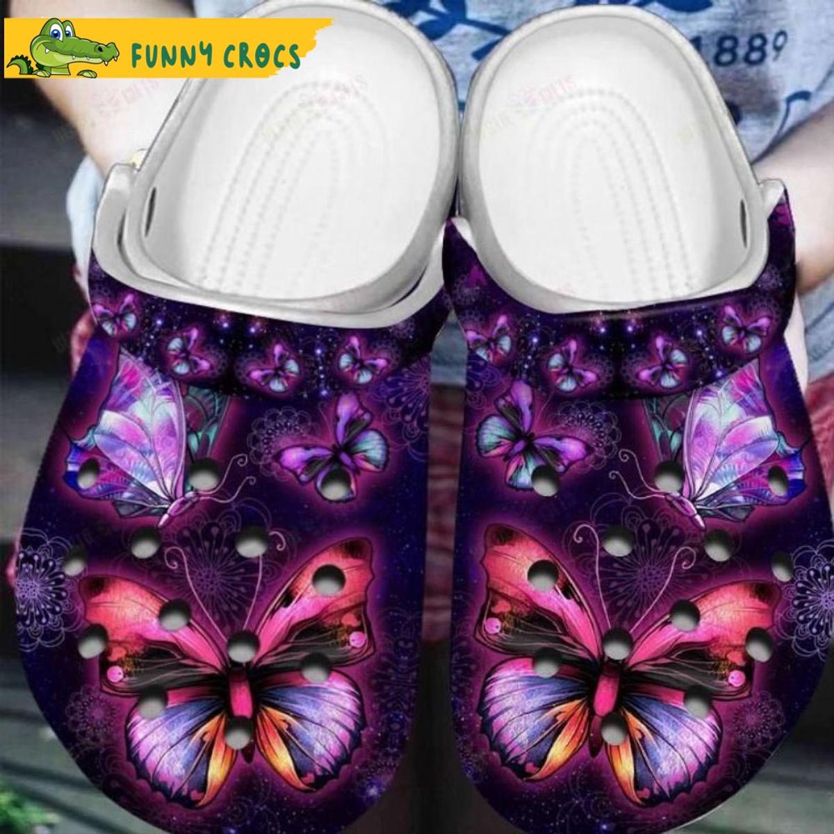 Black And White Butterfly Crocs Clog Shoes