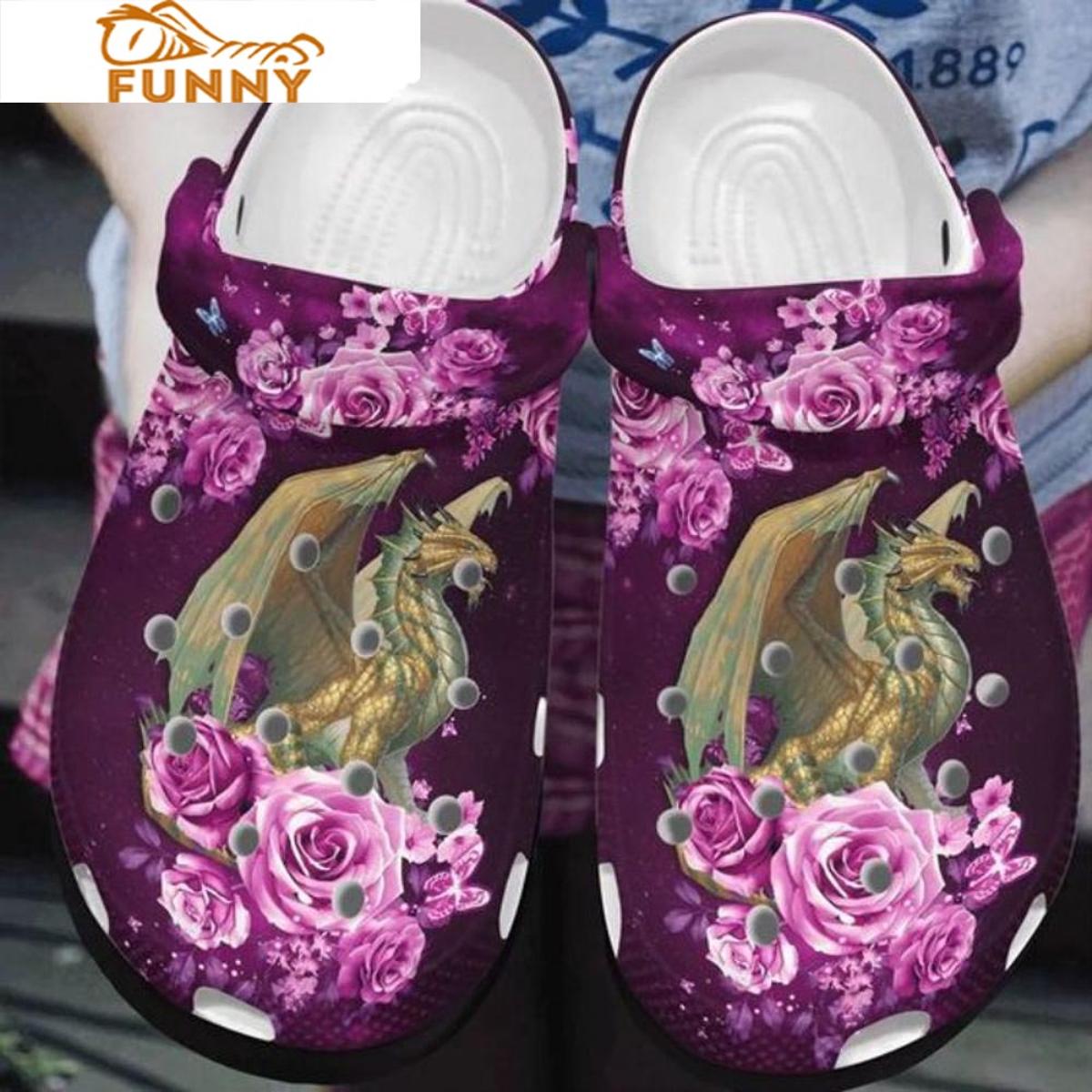 Beautiful Rose Garden Dragon Crocs Slippers