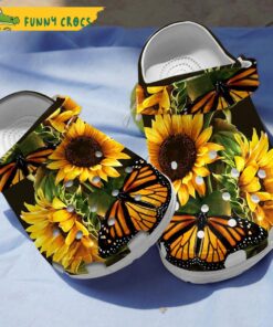 Beautiful Sunflower Butterfly Garden Crocs Clog Shoes